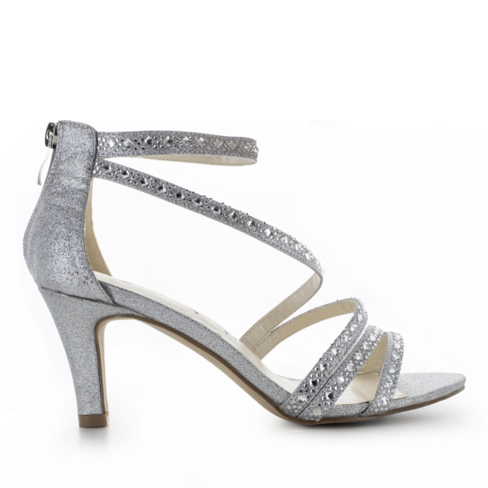 Evening shoes White Lady 865 silver with glitter