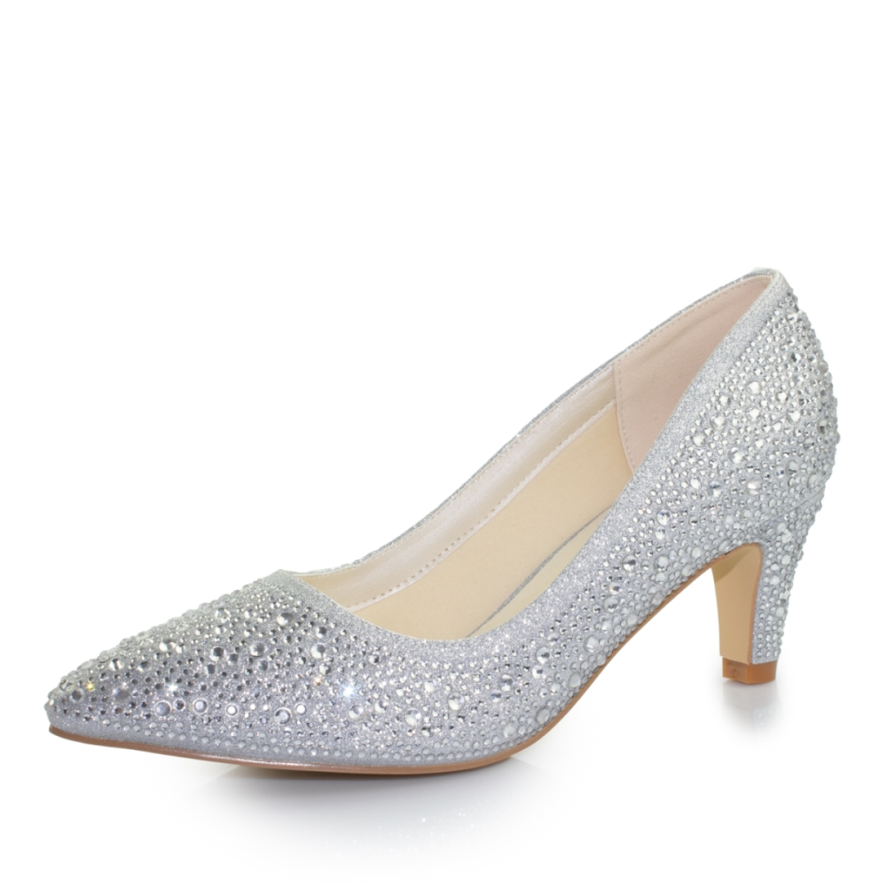 Evening shoes White Lady 925 silver with rhinestones