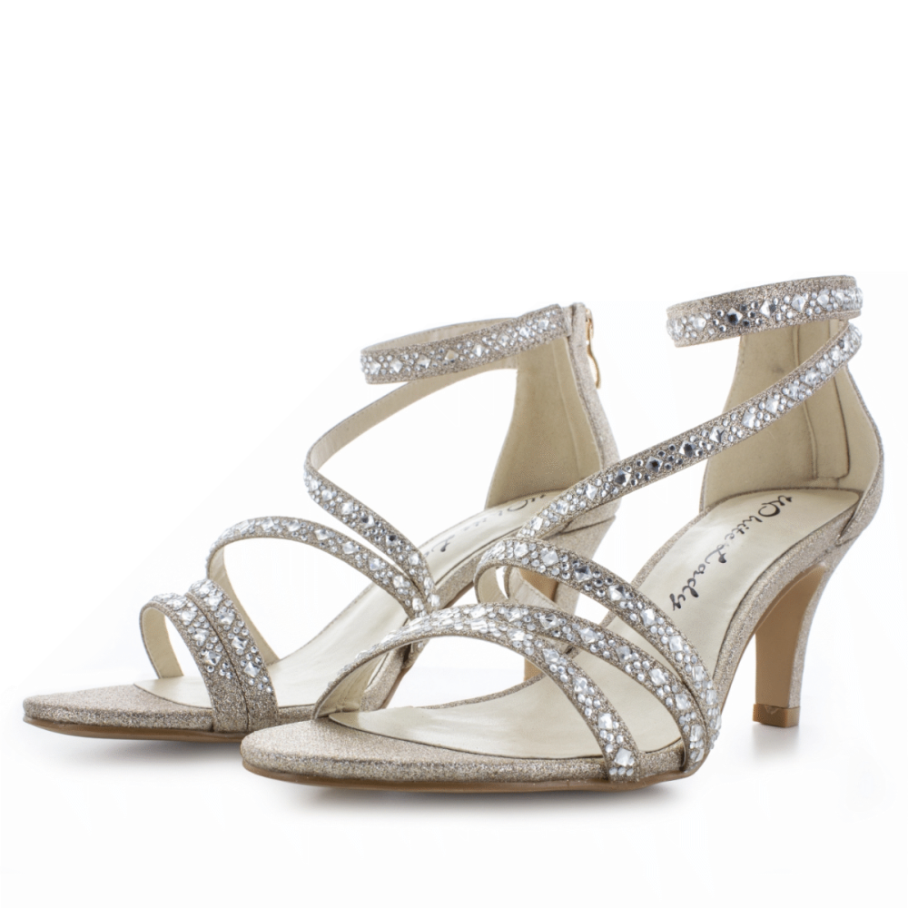 White Lady 865 Champagne evening shoes with glitter