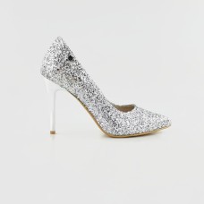 Bridal shoes Stella silver with glitter