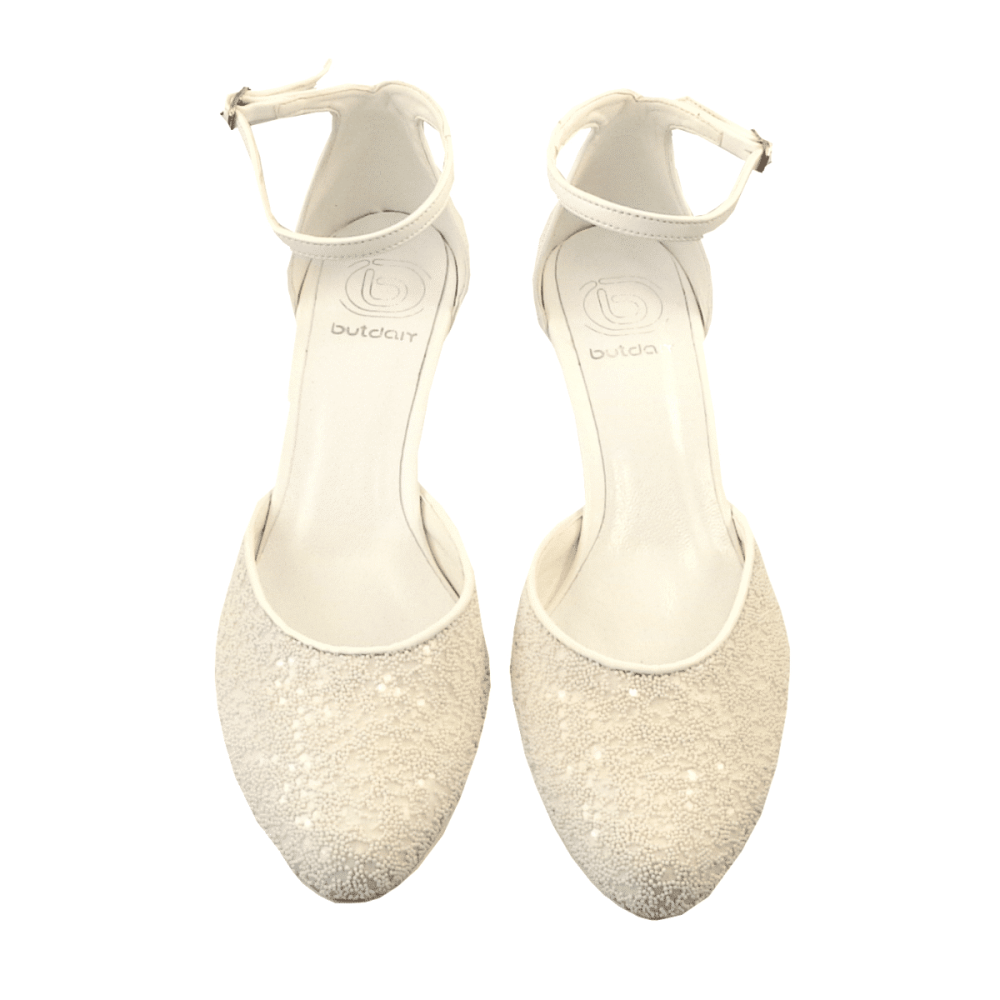 Wedding shoes Kira white with pearls