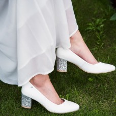 Bridal shoes Alexa white glitter leather