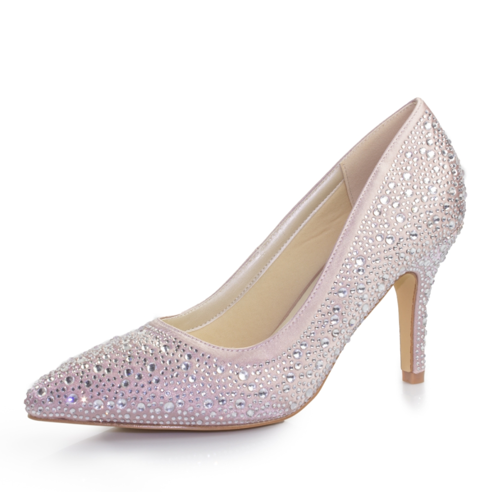 High heel shoes Evening shoes White Lady 920 pink with rhinestones