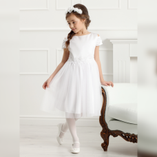 Детское платье на крещение Dalary DK-118 белого цвета